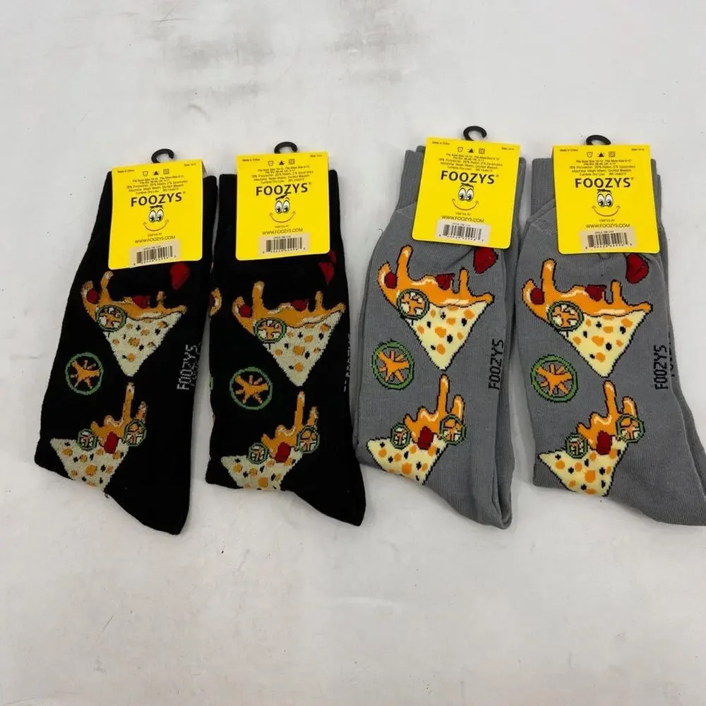 Foozys Socks Mens 6-12 Nachos Cheese Funny Fun Novelty Crew Calf Length 4 Pairs